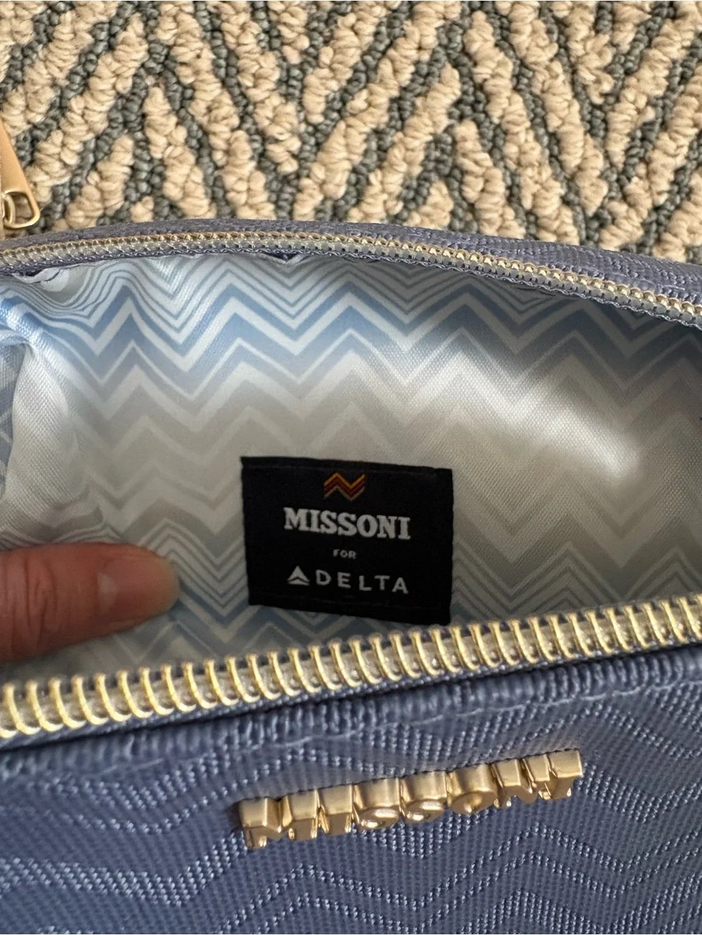 Missoni Women's Navy and Cream Zip Cosmetic Pouches